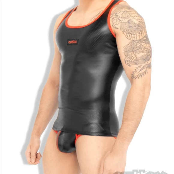 Outtox (maskulo) Red/Black Tank Top. TP140-10-S - Picture 2 of 4